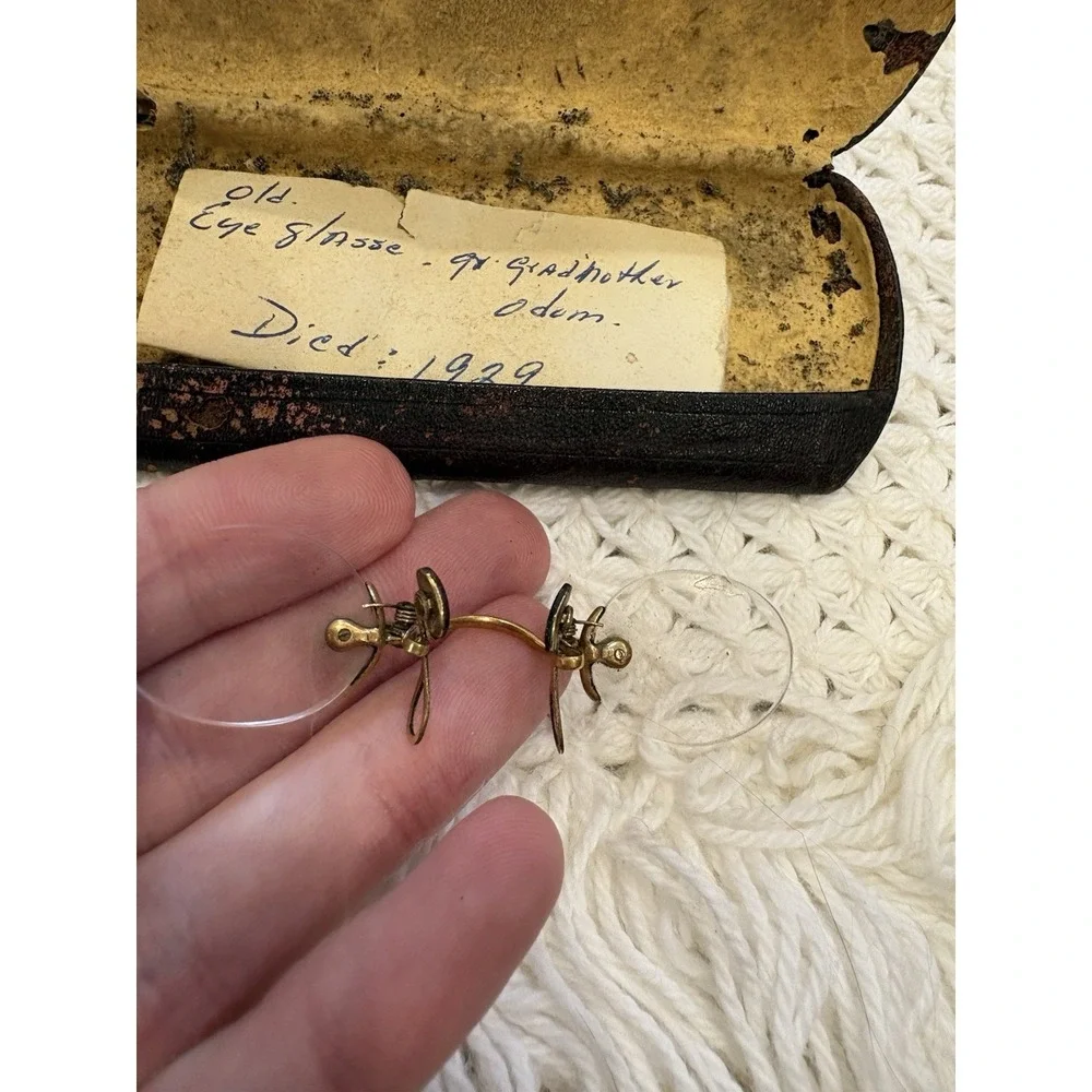 Antique No Frame Invisible Ladies Dainty Glasses Spectacles Case 12k Rolled Gold